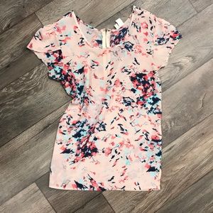 Abstract Floral Zip-Back Blouse